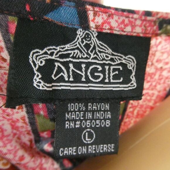 Angie Boho Open Front Rust Brown Orange Kimono Robe Batwing Sleeve Large Floral - Picture 7 of 9